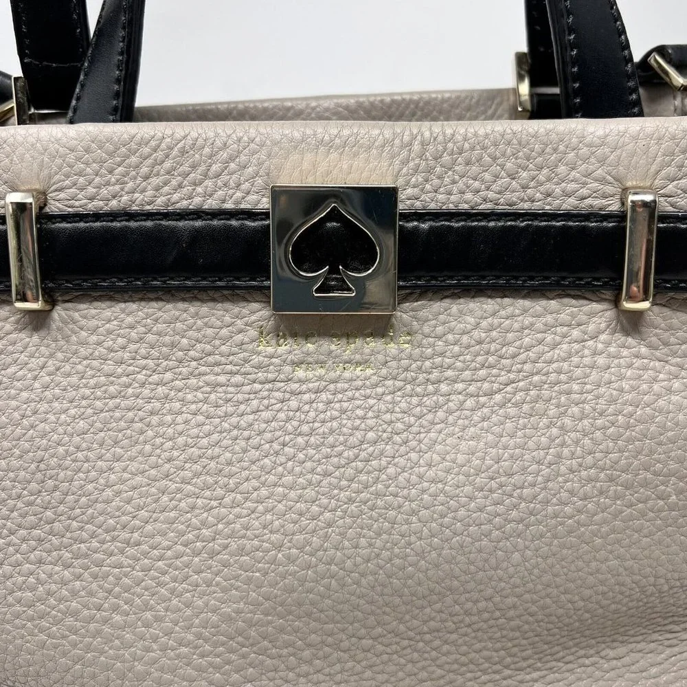 Kate Spade Houston Street Cream White Black Handbag Leather Purse Neutral Office